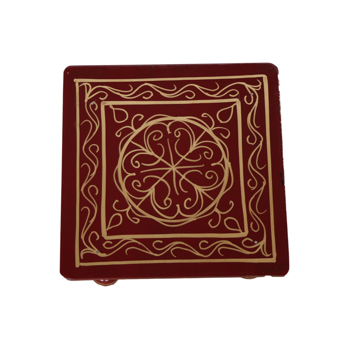 Wooden Chowki puja bajot Sankheda Design Designed for Home & Office Decor for Pooja - 12x12x6 inch