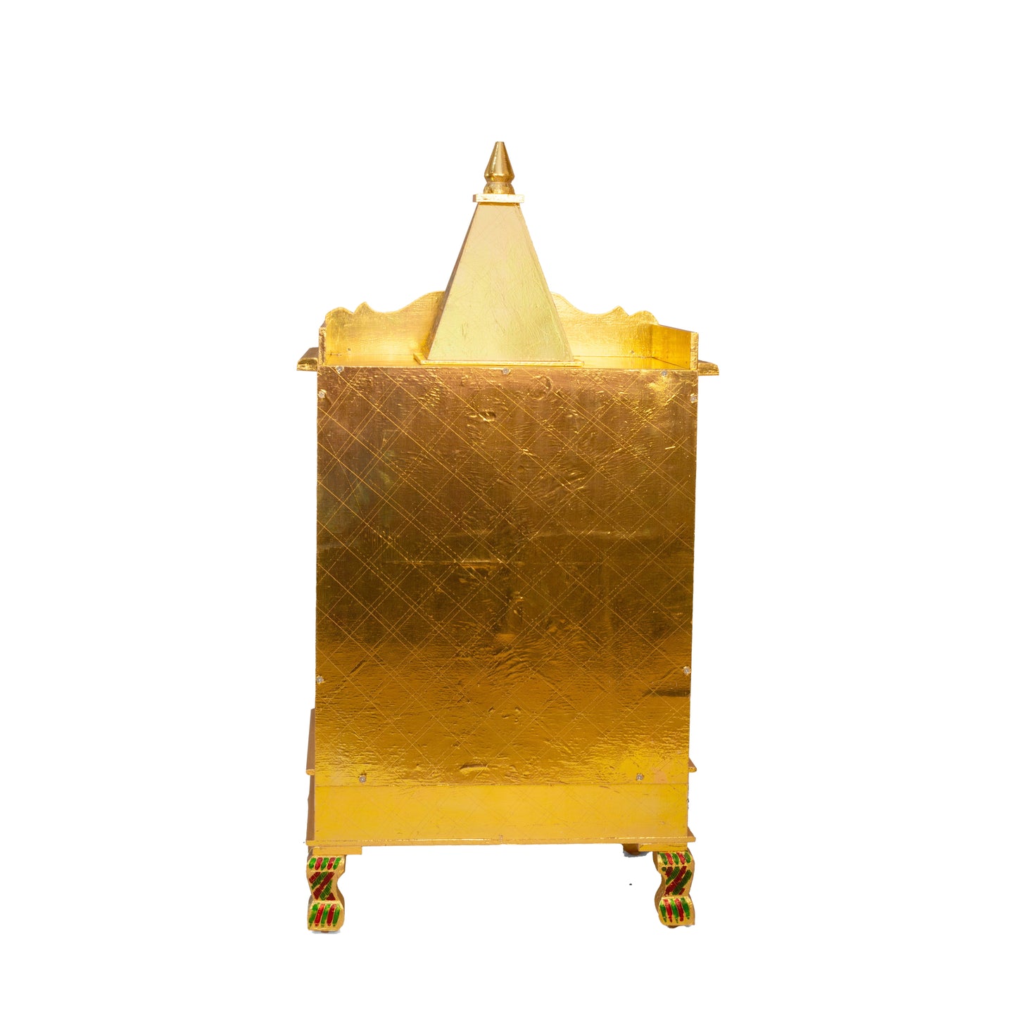 Golden Meena Work Pooja Temple, Handcrafted Wooden Mandir for Home (18 x 12 x 38 Inches)