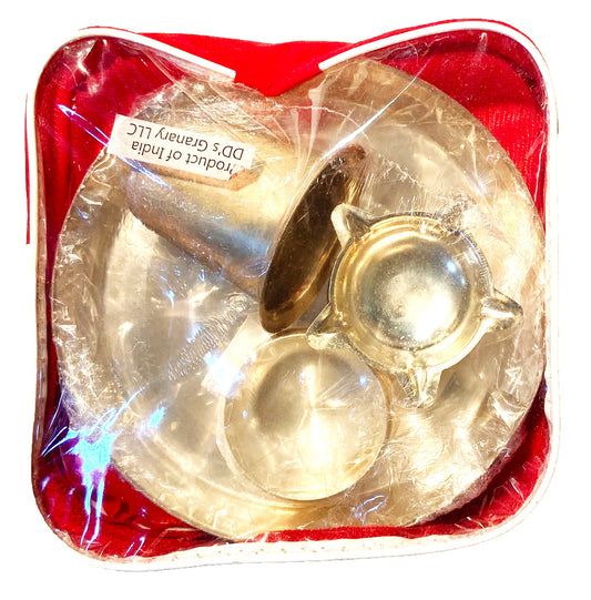 German Silver puja set - Silver Plated Puja Thali for Hindu Rituals