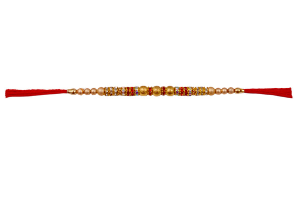 12 Rakhis - Bulk Rakhis - Elegant Golden Beads - Pack of 12