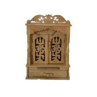 Savan Wood Carved Puja Mandir with door (12 x 6 x 18 Inches)