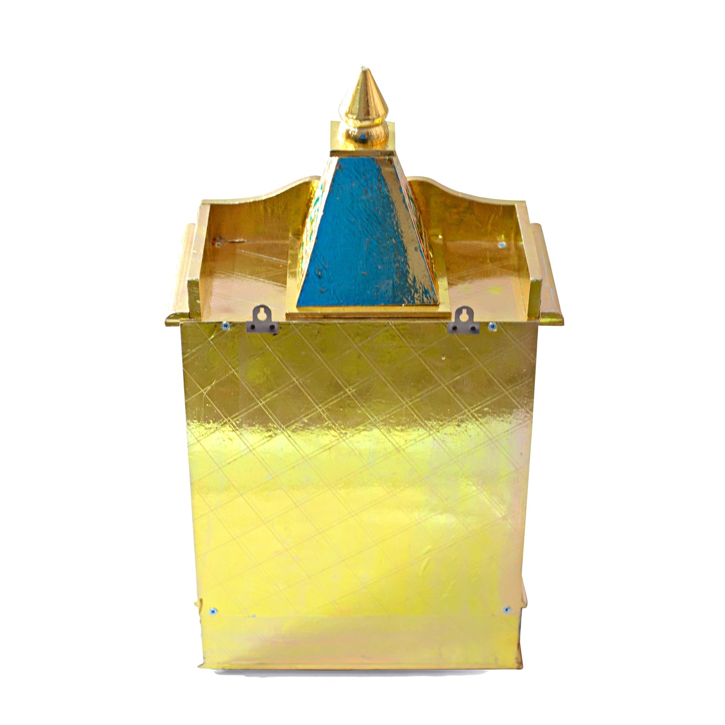 Golden Meena Work Pooja Temple, Handcrafted Wooden Mandir for Home (12 x 6 x 20 Inches)