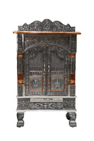 Oxidized Work Pooja Temple, Handcrafted Wooden Mandir for Home (15 x 9 x 26 Inches)