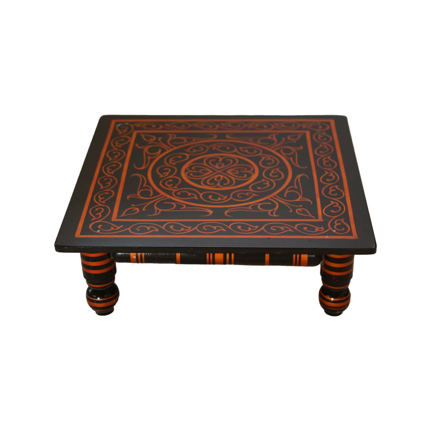 Wooden Chowki puja bajot  Sankheda Design Designed for Home & Office Decor for Pooja - 16 x 16 x 6.5 inch
