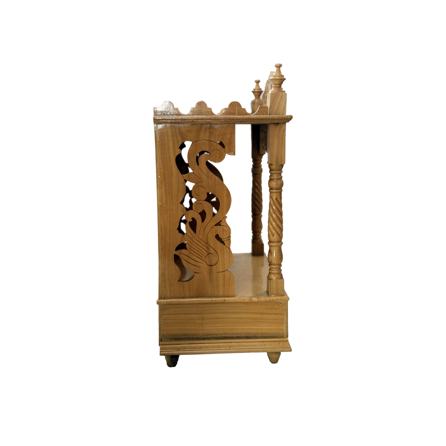 Savan Wood Carved Puja Mandir Round Open (18 x 12 x 29 Inches)