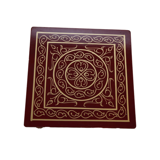 Wooden Chowki puja bajot  Sankheda Design Designed for Home & Office Decor for Pooja - 18 x 18 x 6.5 inch