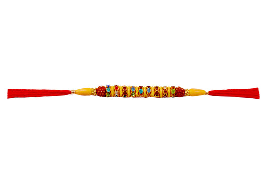 12 Rakhis - Bulk Rakhis - Yellow and mix color rings - Pack of 12