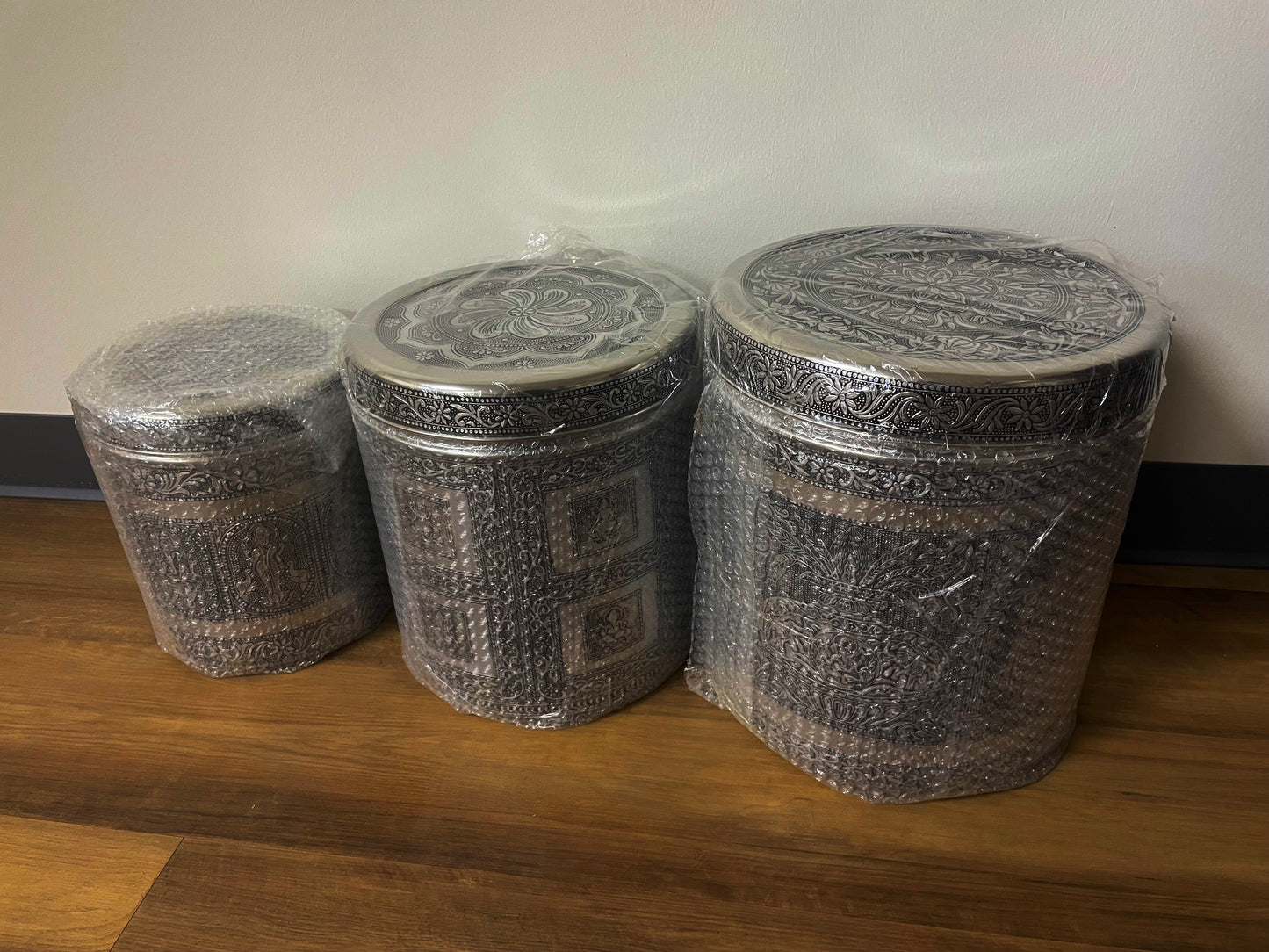 Gujarati Wedding Matli Dabba set  (SS Dabba with Oxidised / Mino covers)