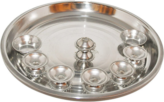 12 Puja Thalis (Stainless Steel)