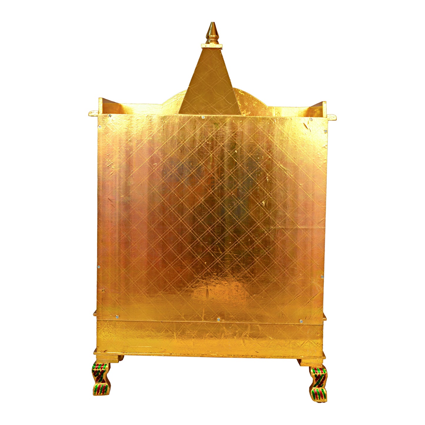 Golden Meena Work Pooja Temple, Handcrafted Wooden Mandir for Home (15 x 24x 41 Inches)