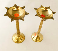 Pair of Brass Diya 8" tall - Daily puja