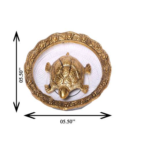 Brass Vastu and Feng Shui Tortoise, Turtle, Kachhua with Bowl for Puja and for Good Luck(2.5 inches)