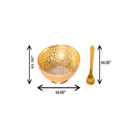 Brass Gold Polished Beautiful Design Mukhvas Bowl & Gold Polished Spoon Set