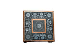 Premium Oxidized Wooden Chowki puja bajot Kalash Designed for Home & Office Decor for Pooja - 15 x 15 x 6 inch, Silver